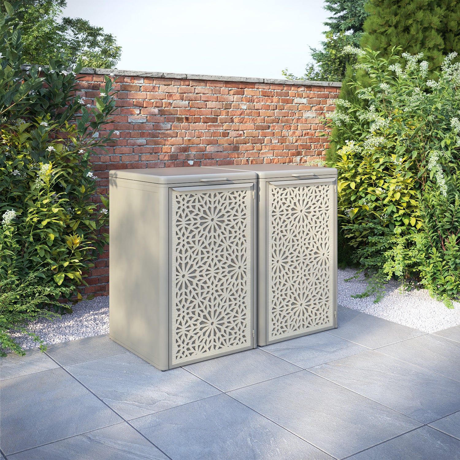 Curva Latte 2 Bin Store with Alnara Door Screen