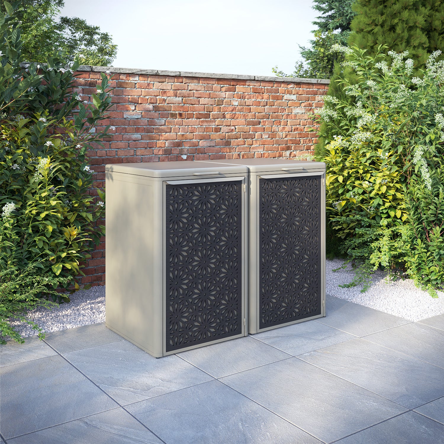 Curva Latte 2 Bin Store with Narwa Door Screen