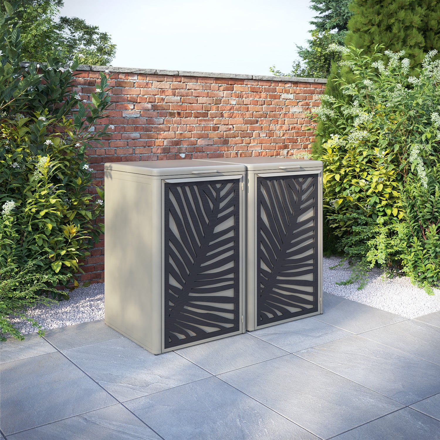 Curva Latte 2 Bin Store with Palm Door Screen