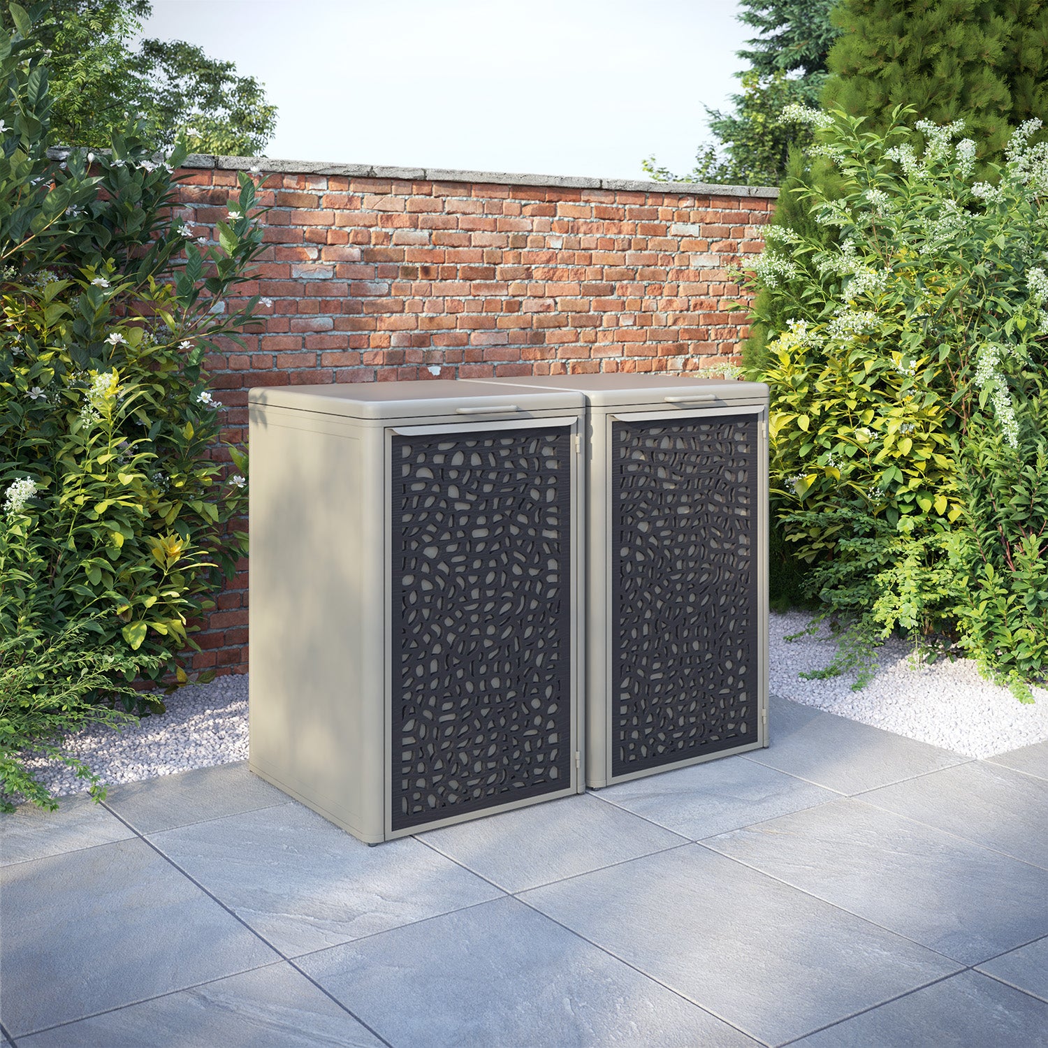 Curva Latte 2 Bin Store with Pebble Door Screen
