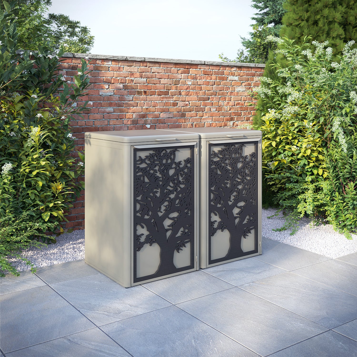 Curva Latte 2 Bin Store with Sherwood Door Screen