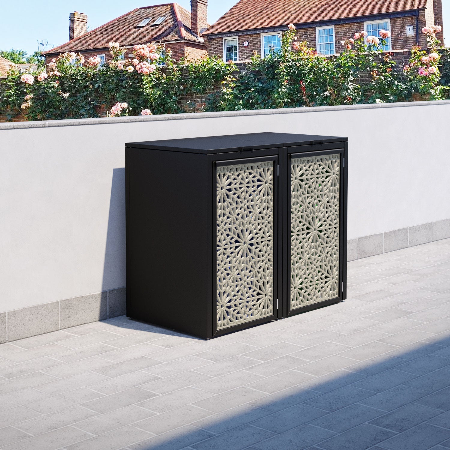 Black 2 Bin Store with Alnara Door Screen