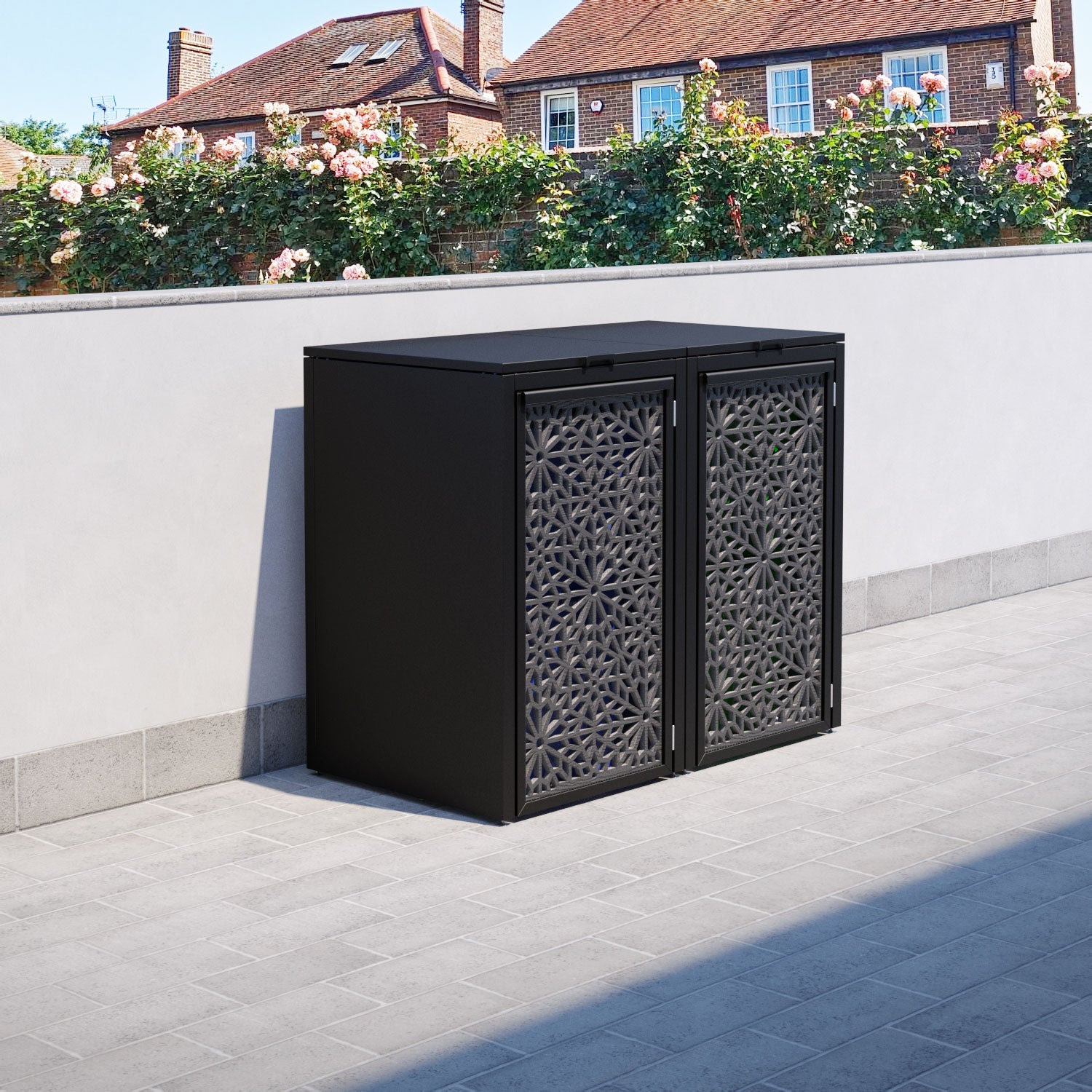 Black 2 Bin Store with Alnara Door Screen