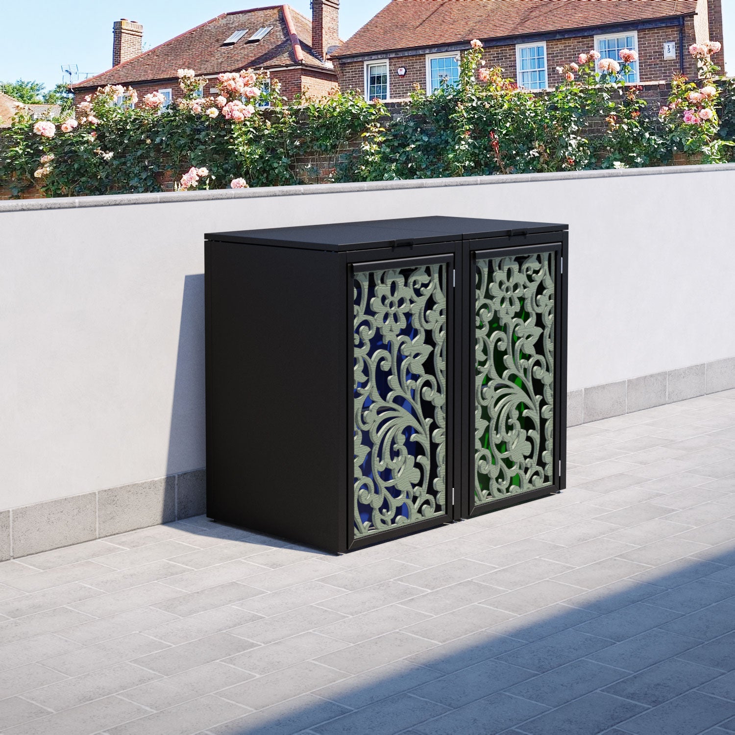 Black 2 Bin Store with Eden Door Screen