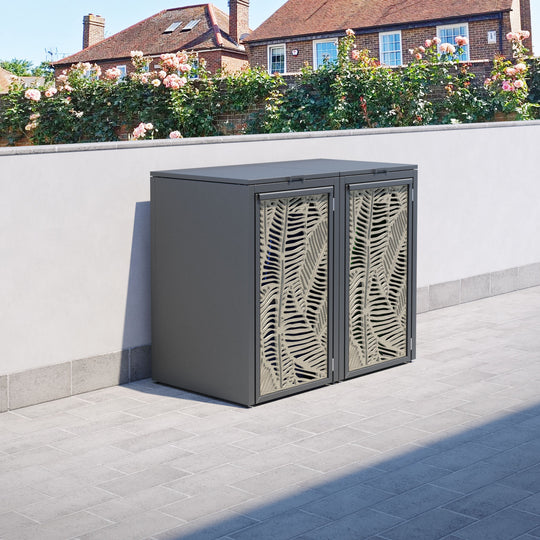 Grey 2 Bin Store with Feather Door Screen