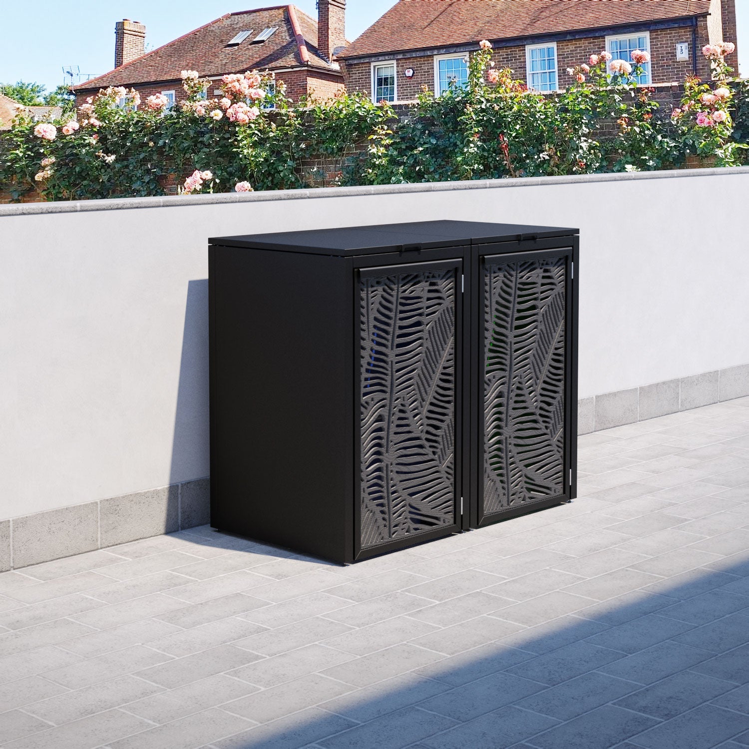 Black 2 Bin Store with Feather Door Screen