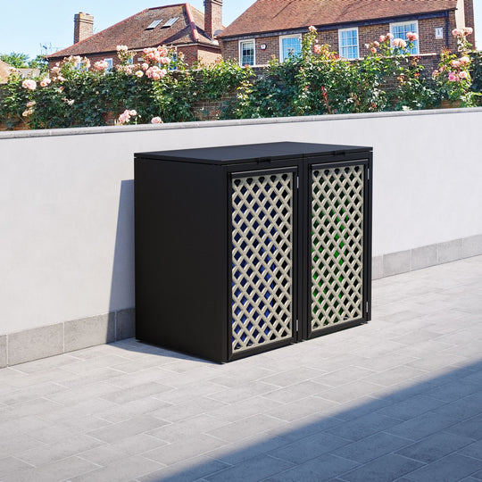 Black 2 Bin Store with Hive Door Screen