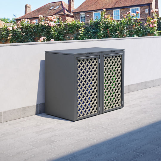 Grey 2 Bin Store with Hive Door Screen