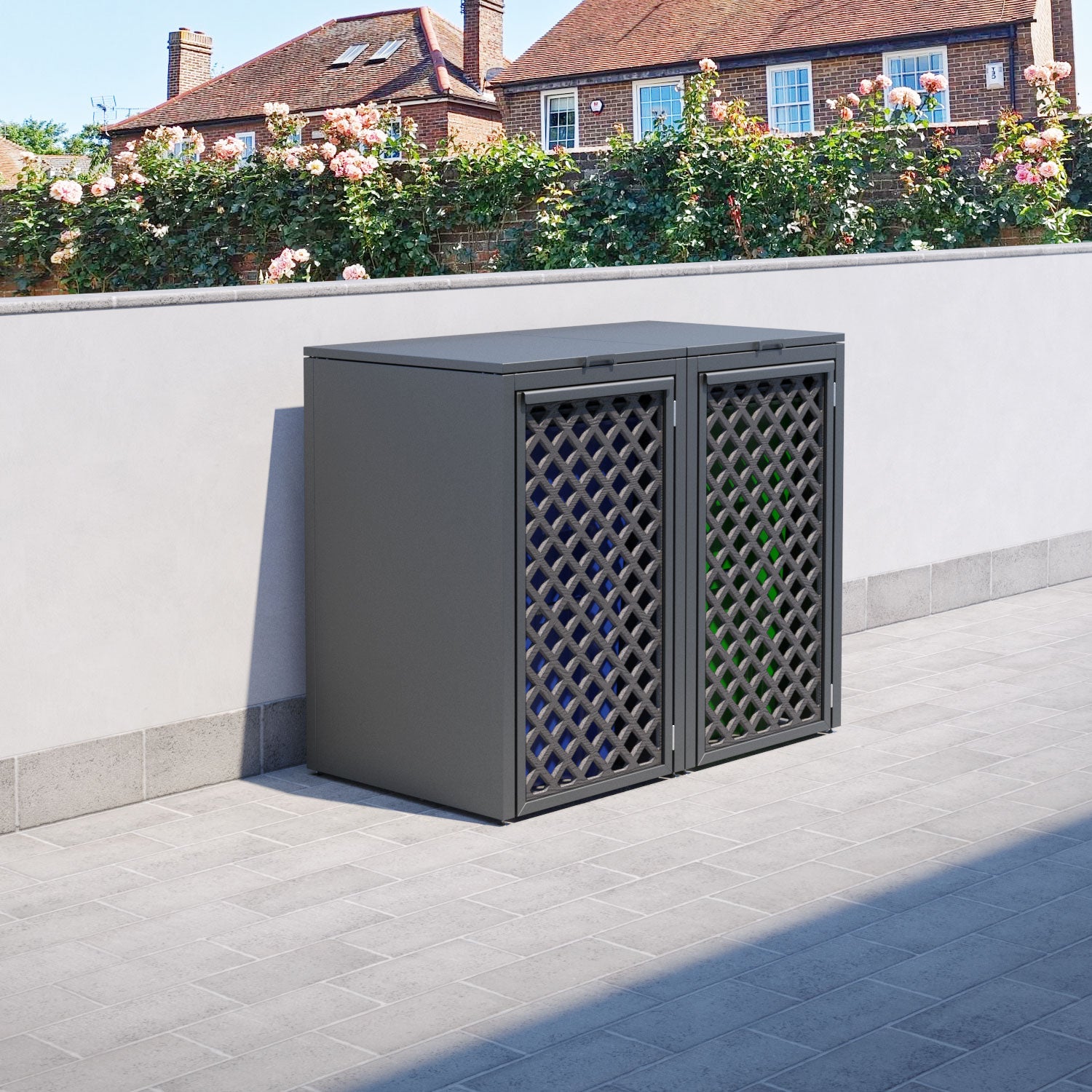 Grey 2 Bin Store with Hive Door Screen