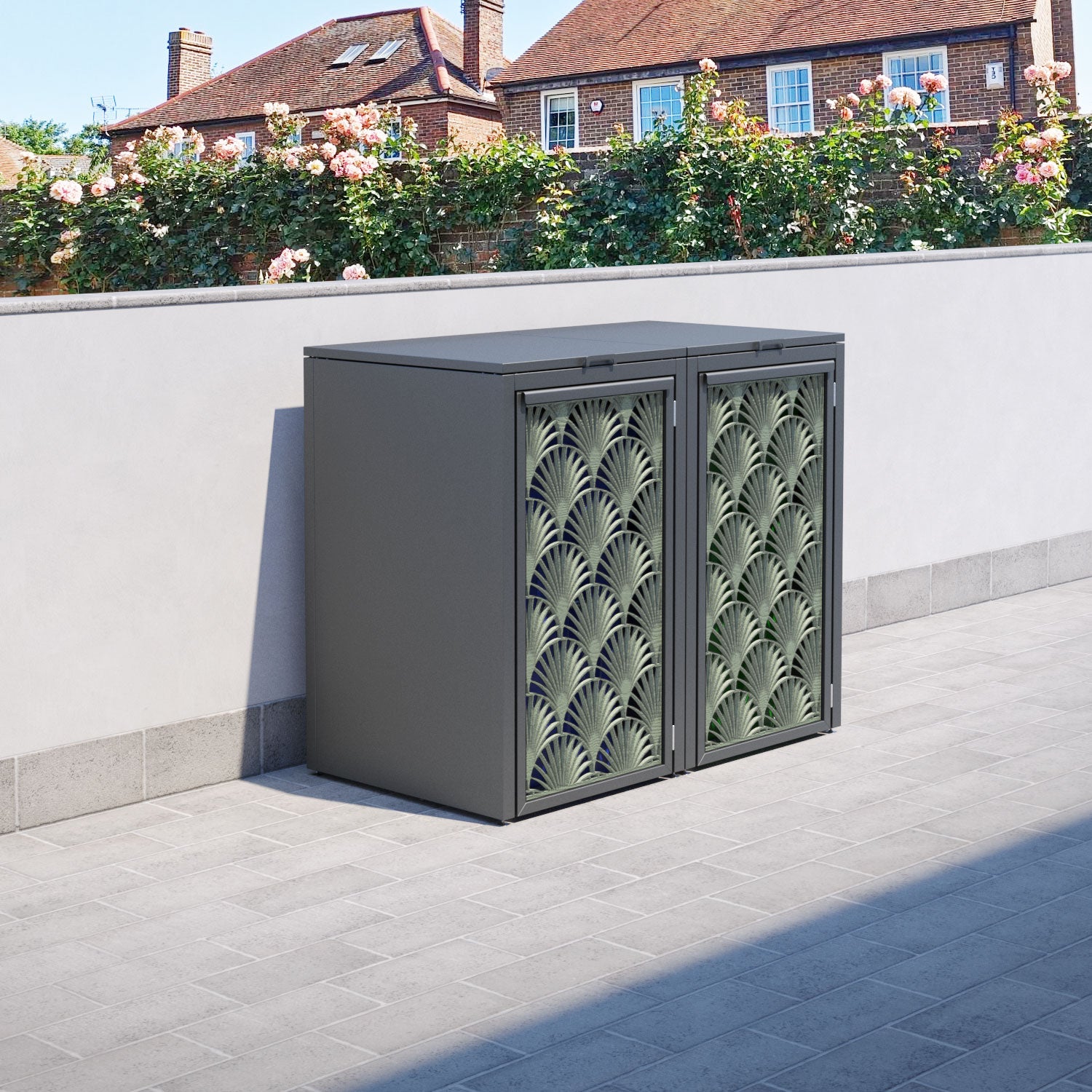 Grey 2 Bin Store with Laurel Door Screen