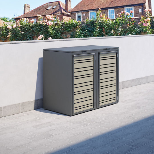 Grey 2 Bin Store with Linea Door Screen
