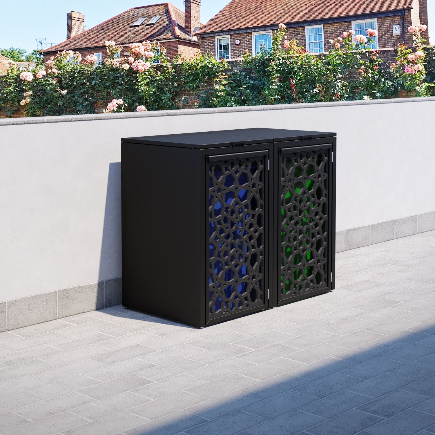 Black 2 Bin Store with Nazira Door Screen
