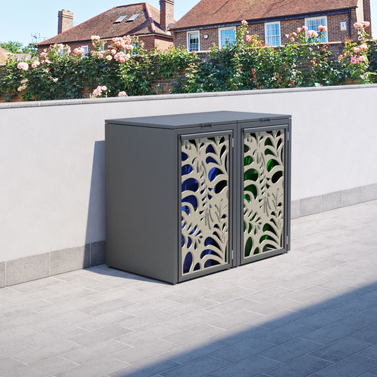 Grey 2 Bin Store with Petal Door Screen