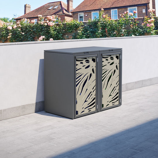 Grey 2 Bin Store with Poppy Door Screen