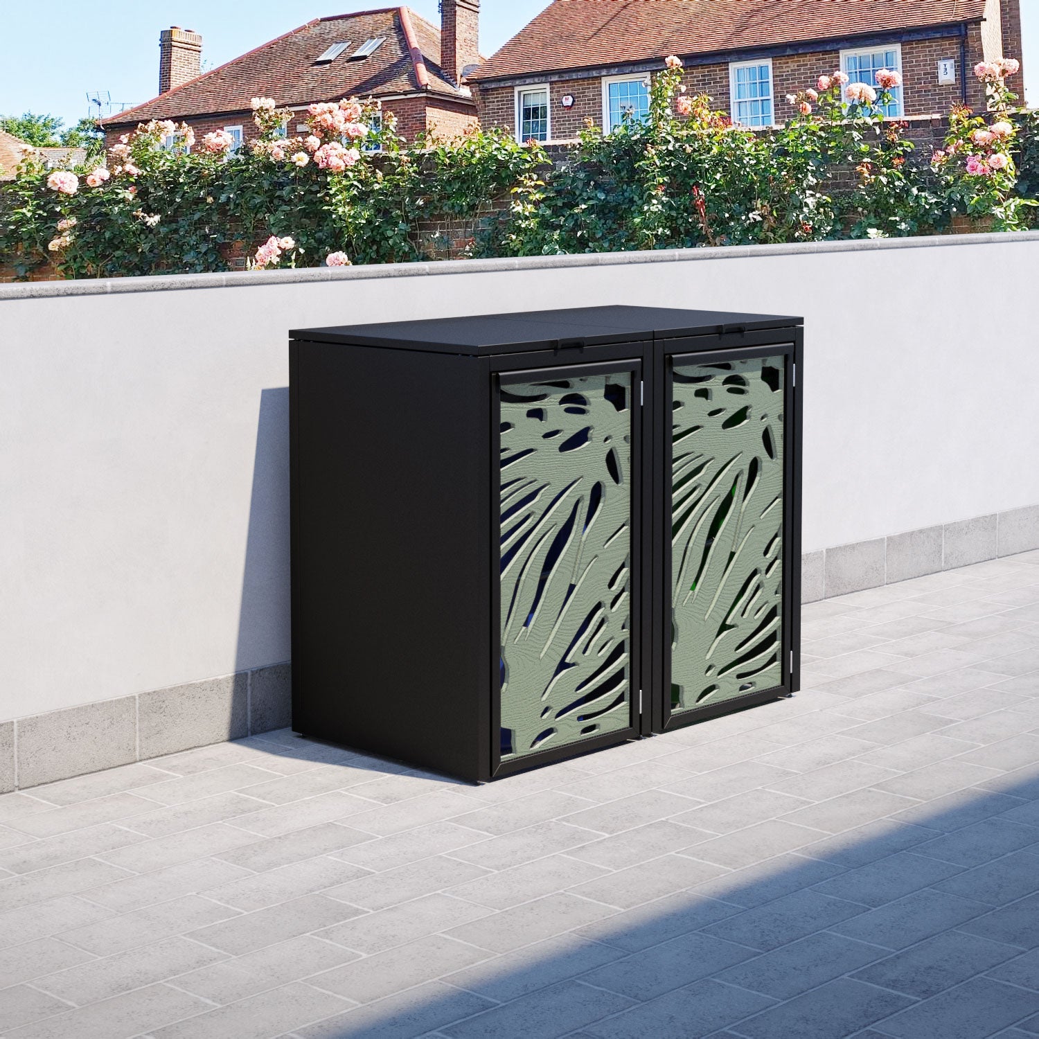 Black 2 Bin Store with Poppy Door Screen