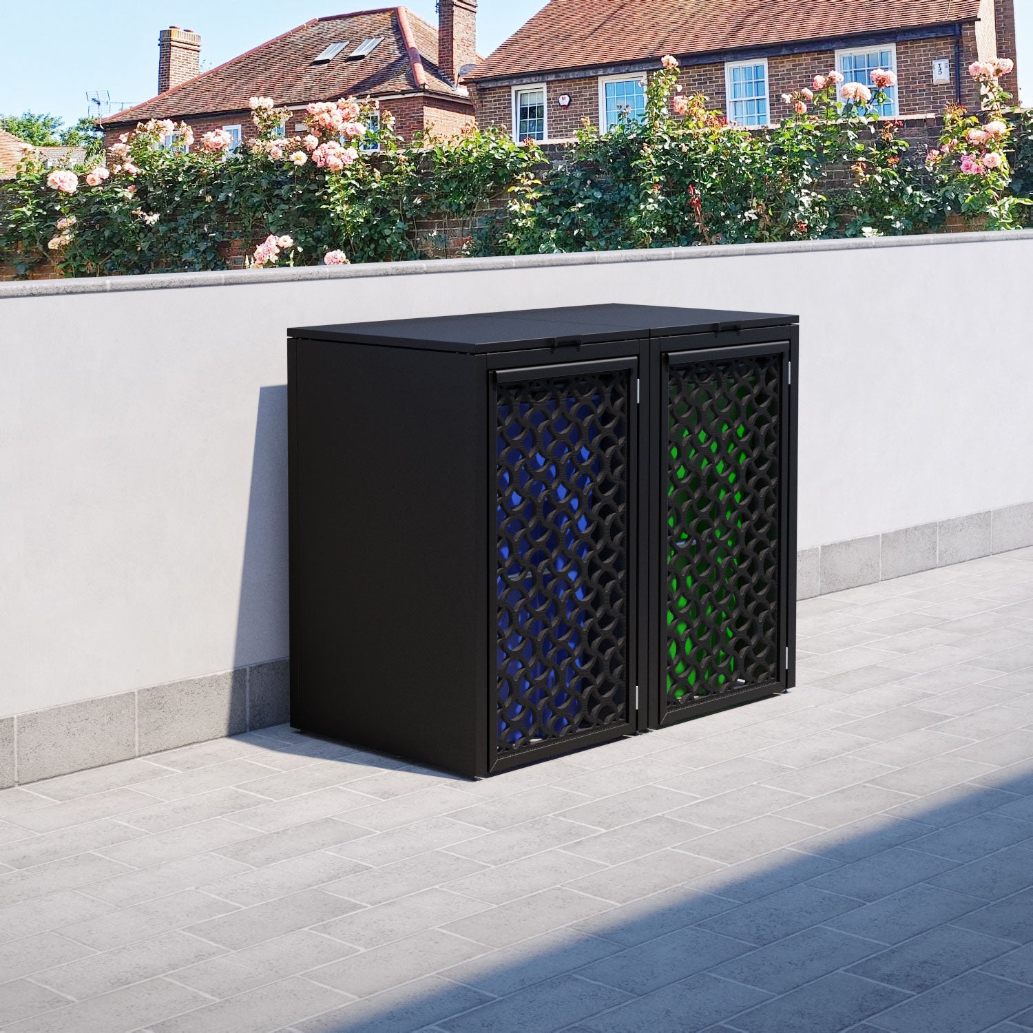 Black 2 Bin Store with Vida Door Screen
