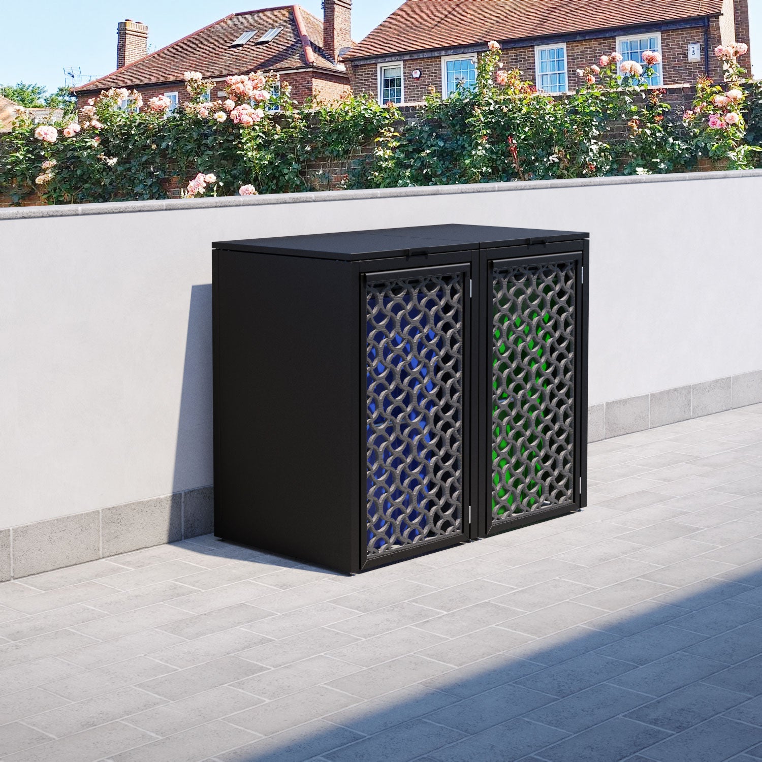Black 2 Bin Store with Vida Door Screen