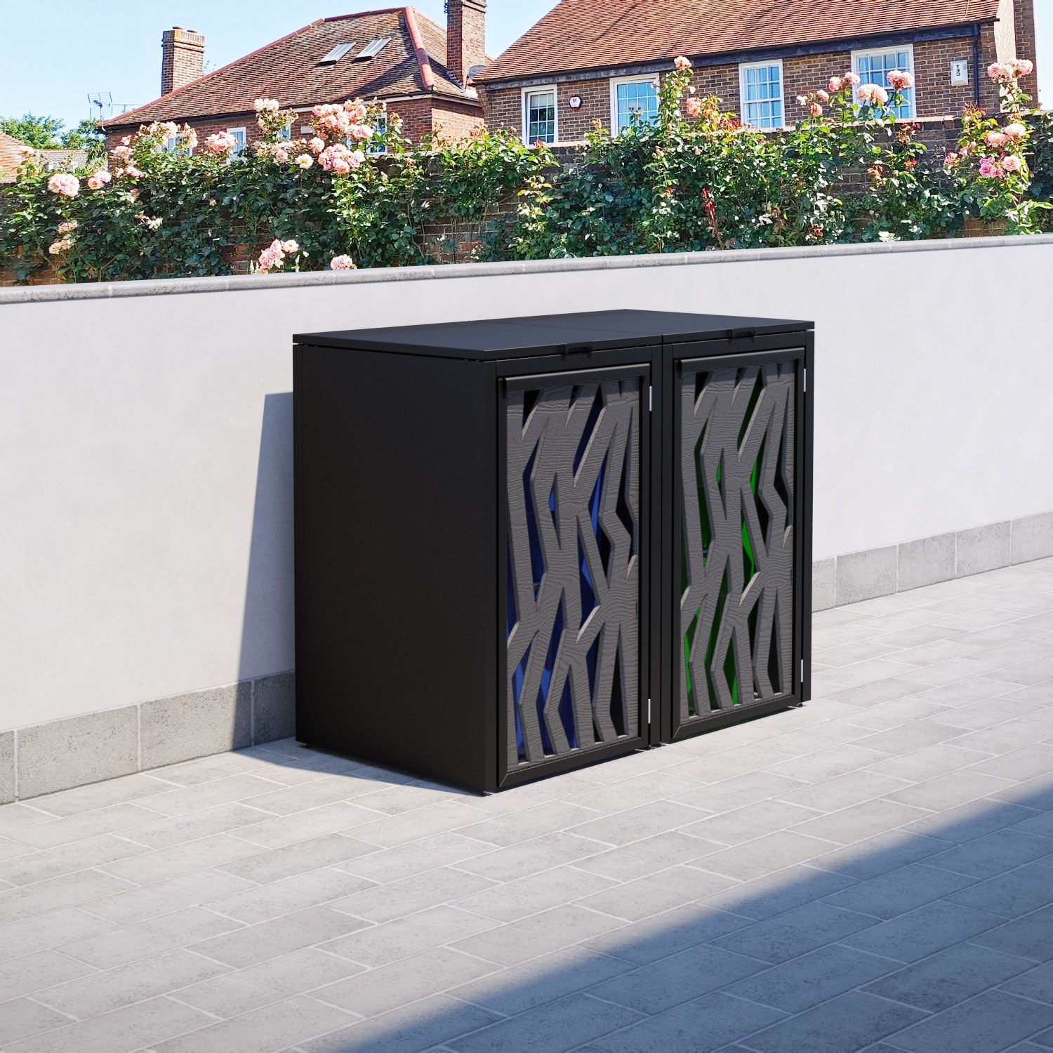 Black 2 Bin Store with Zenith Door Screen