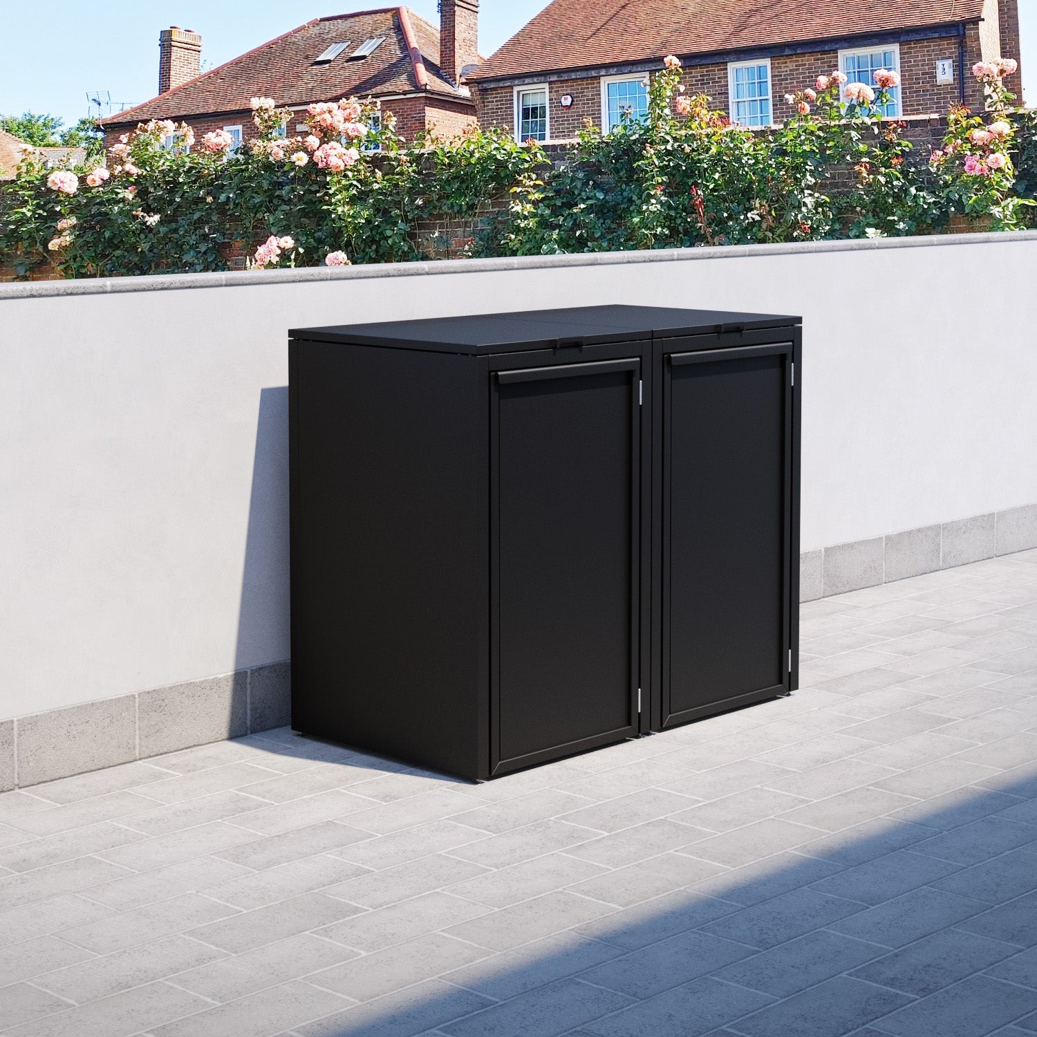 Black 2 Bin Store with Aluminium Door
