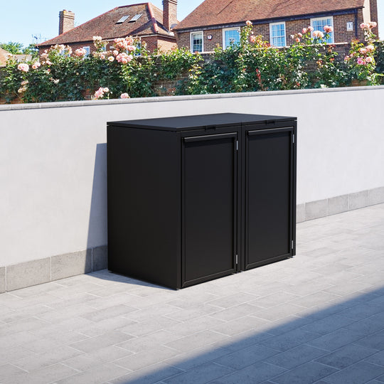 Black 2 Bin Store with Aluminium Door