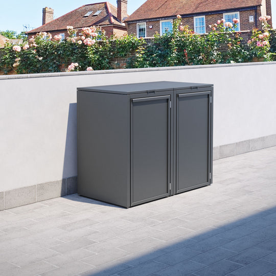Grey 2 Bin Store with Aluminium Door