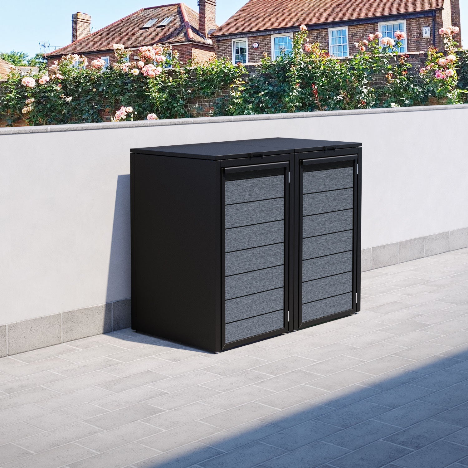 Black 2 Bin Store with Fusion Door Slat