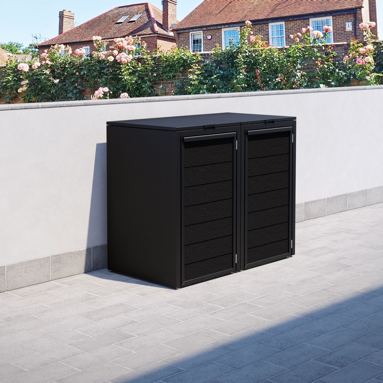 Black 2 Bin Store with Fusion Door Slat