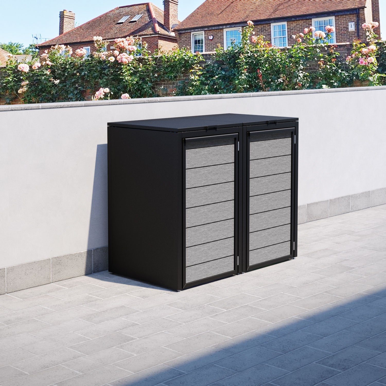 Black 2 Bin Store with Fusion Door Slat