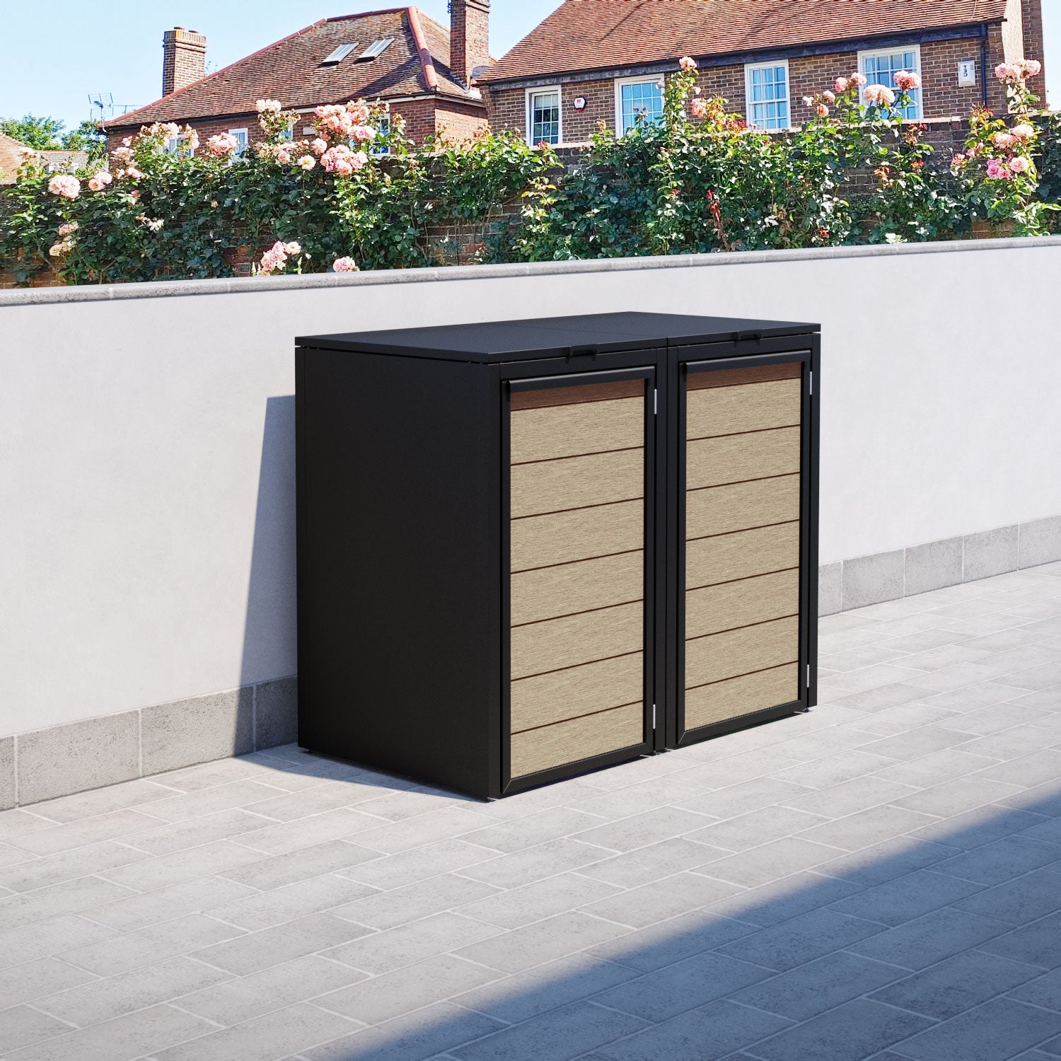 Black 2 Bin Store with Fusion Door Slat