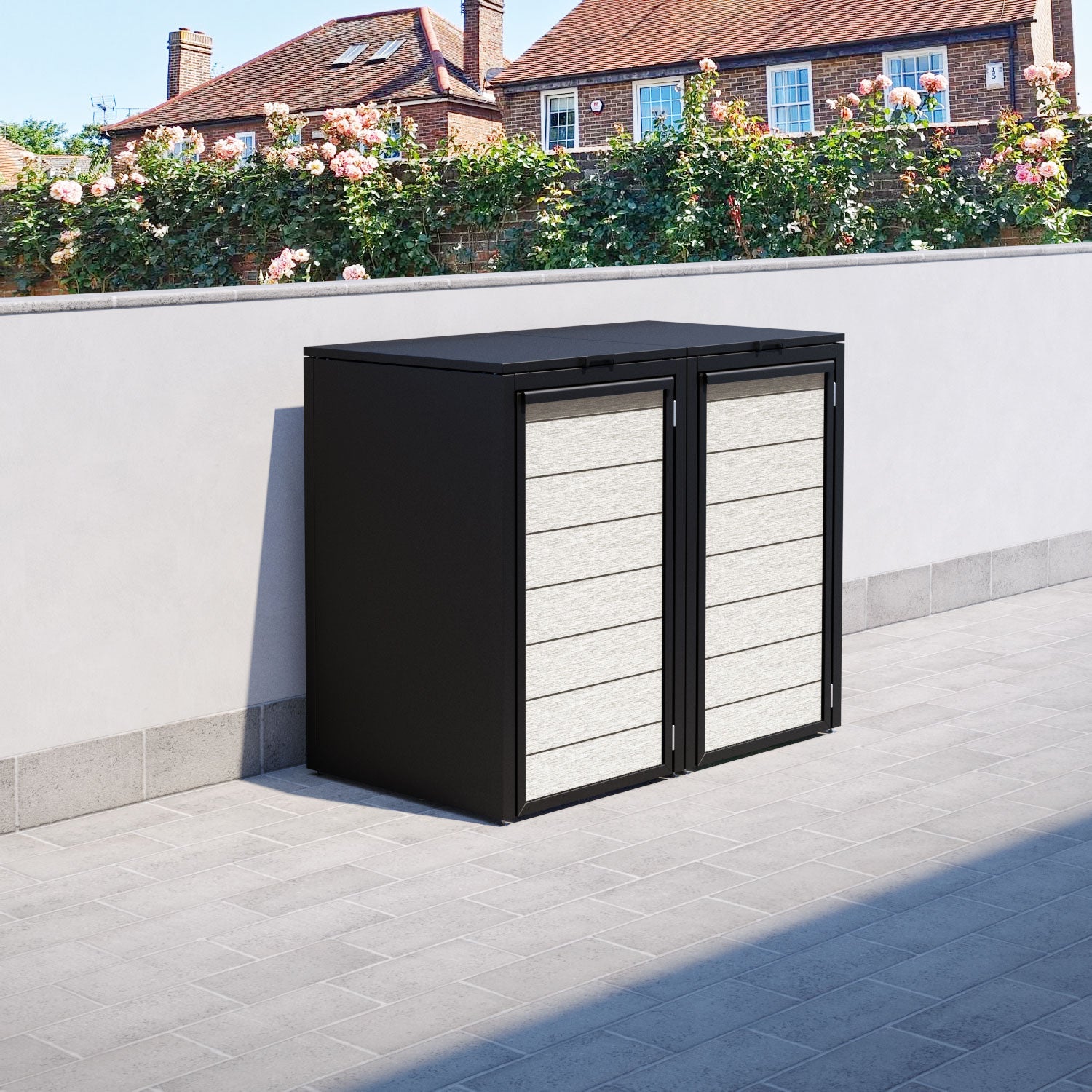 Black 2 Bin Store with Fusion Door Slat