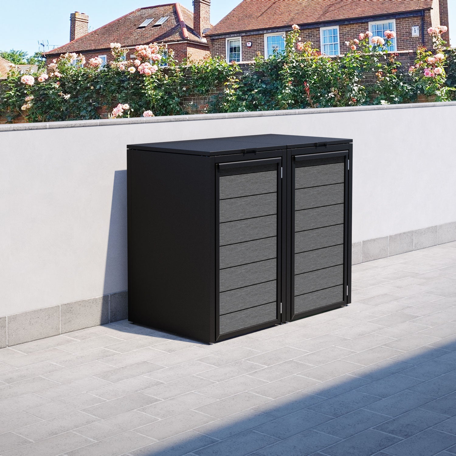 Black 2 Bin Store with Fusion Door Slat