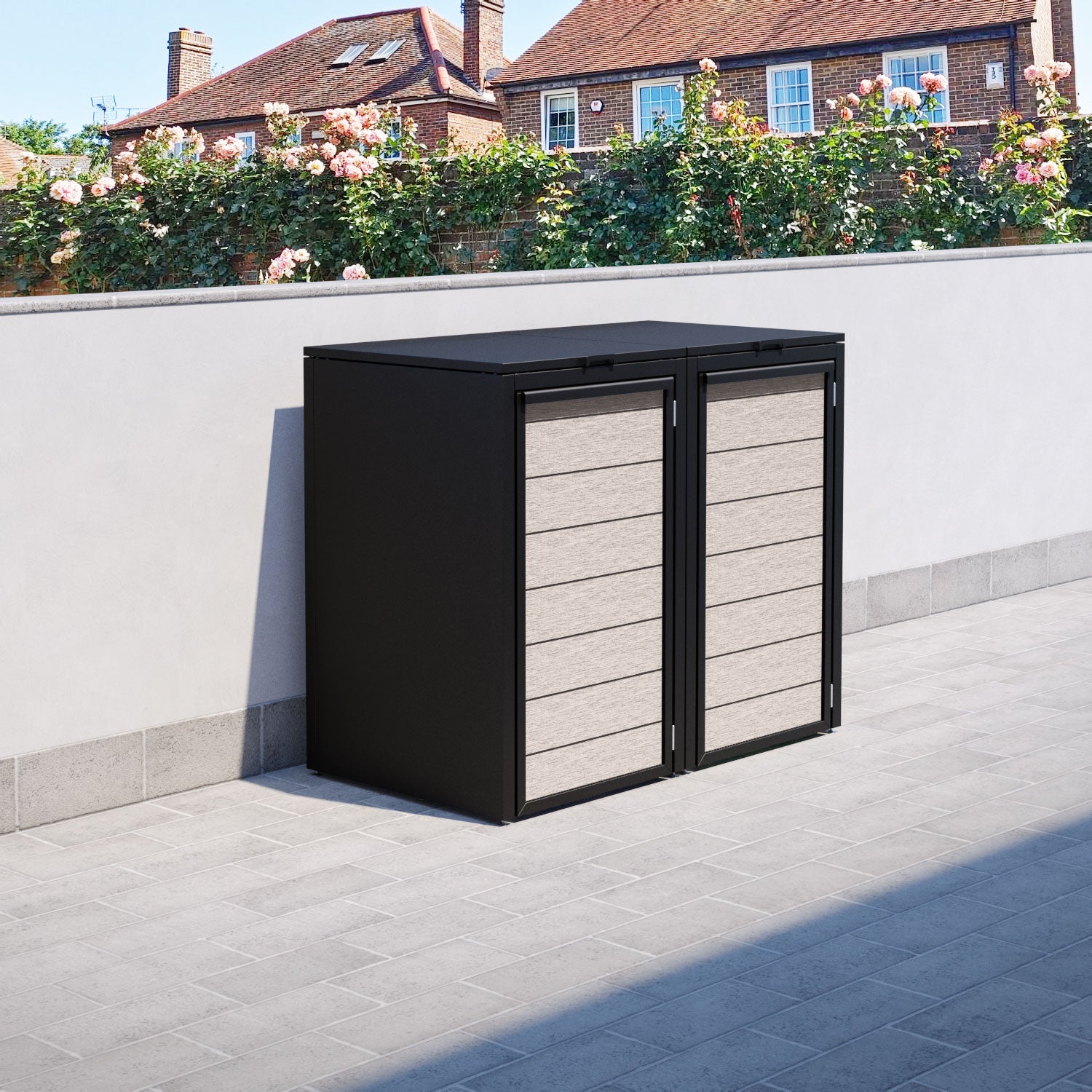 Black 2 Bin Store with Fusion Door Slat