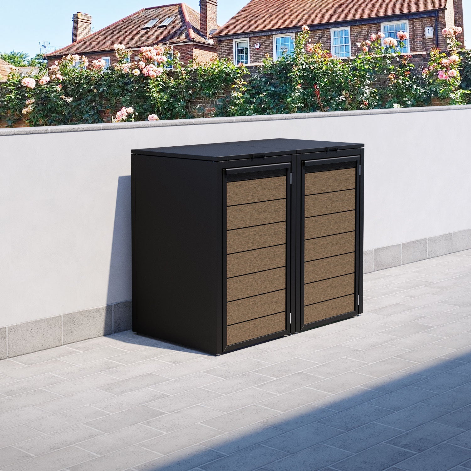 Black 2 Bin Store with Fusion Door Slat