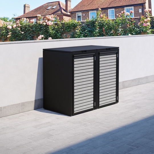 Black 2 Bin Store with Hudson Door Slat