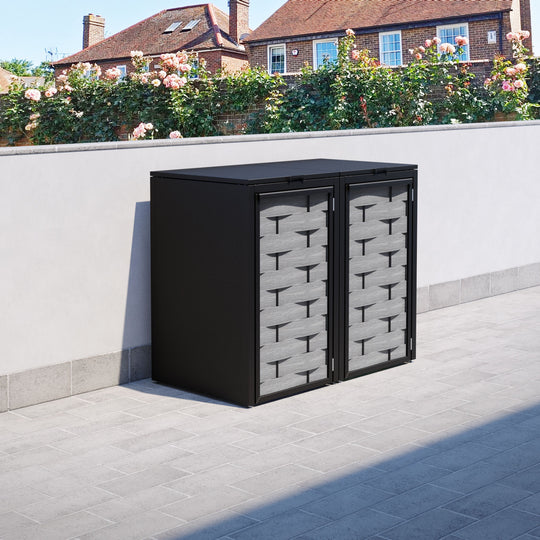 Black 2 Bin Store with Ripple Door Slat