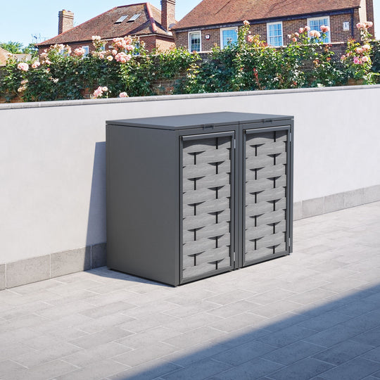 Grey 2 Bin Store with Ripple Door Slat