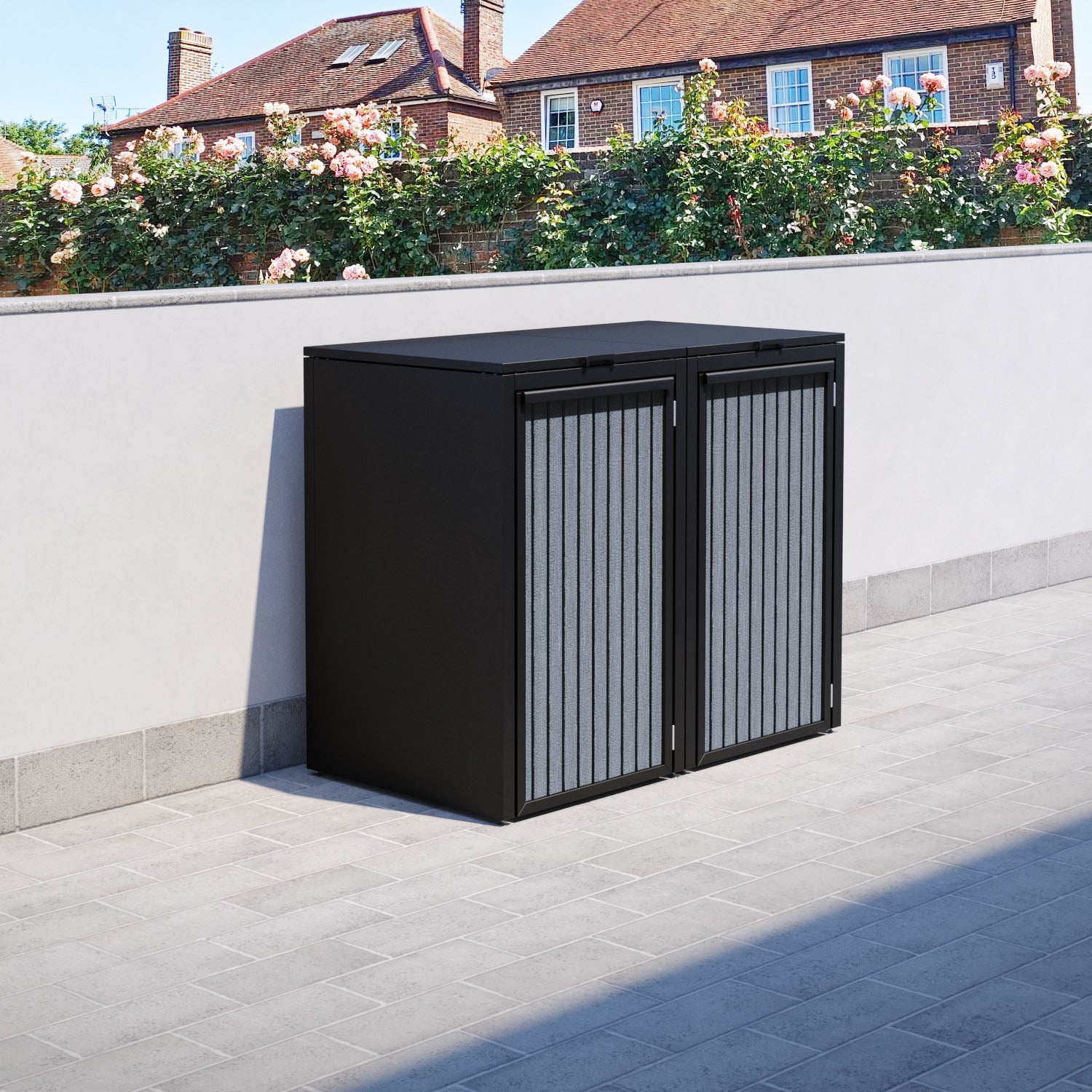 Black 2 Bin Store with Virtis Door Slat
