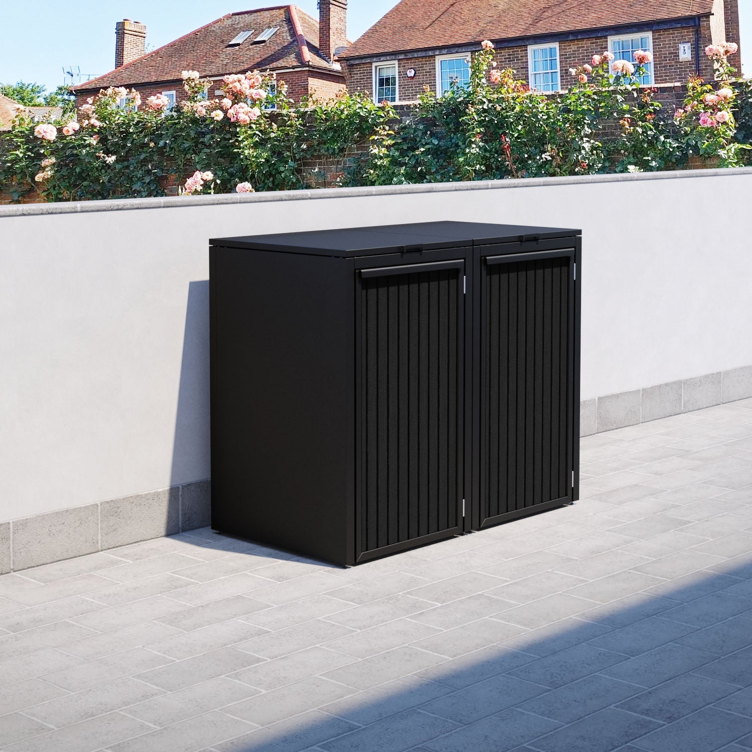Black 2 Bin Store with Virtis Door Slat
