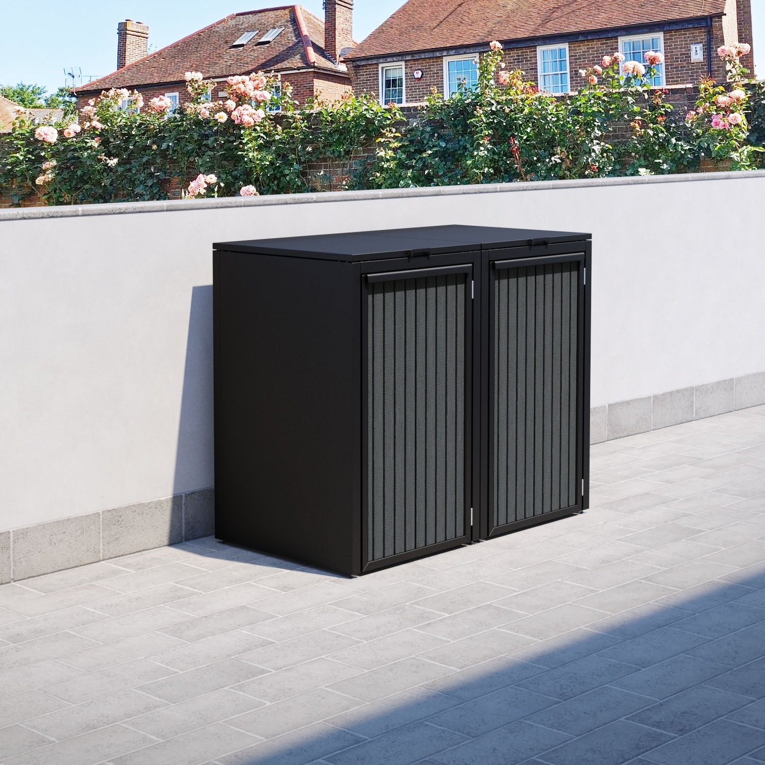 Black 2 Bin Store with Virtis Door Slat