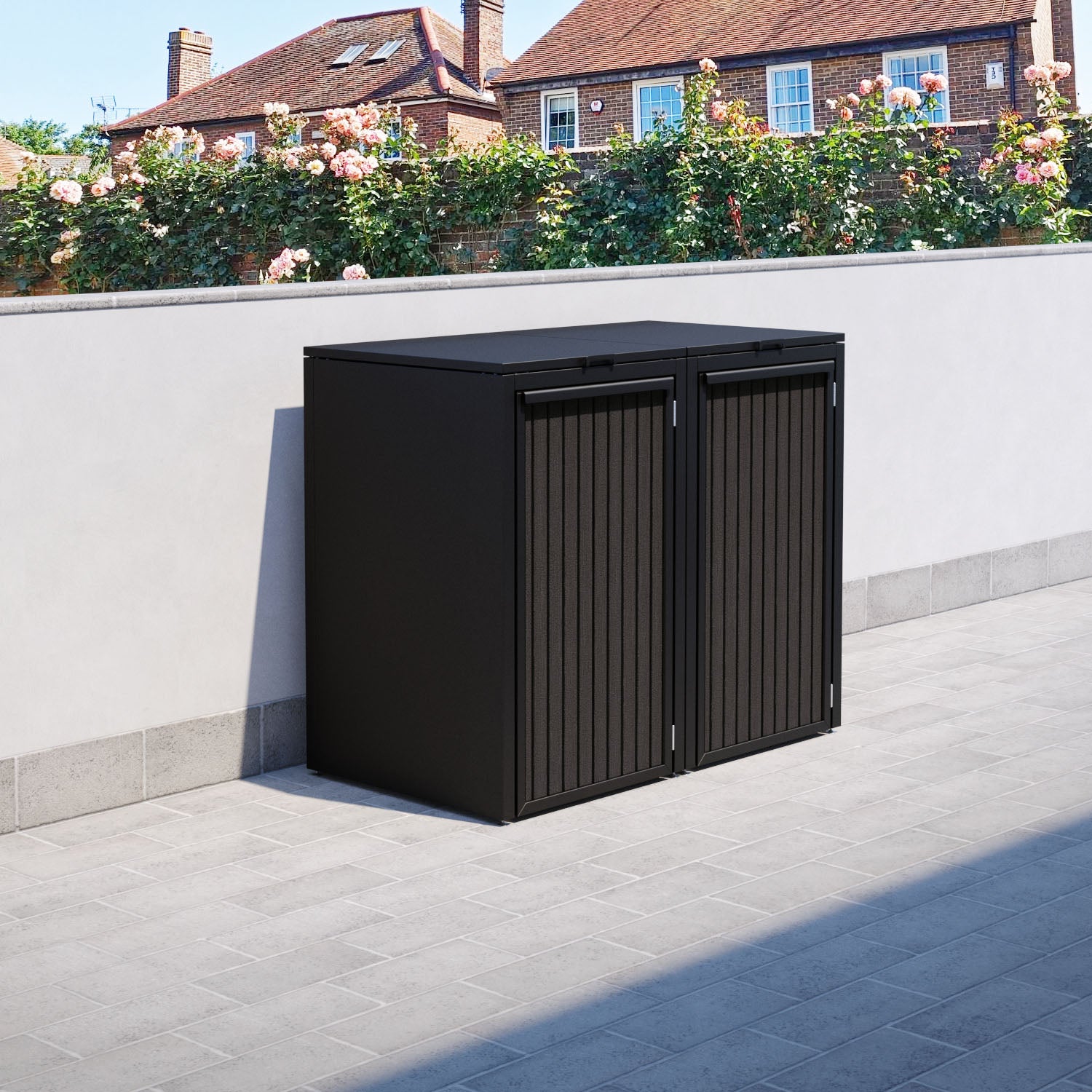 Black 2 Bin Store with Virtis Door Slat