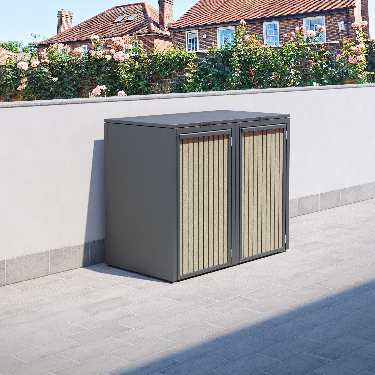 Grey 2 Bin Store with Virtis Door Slat