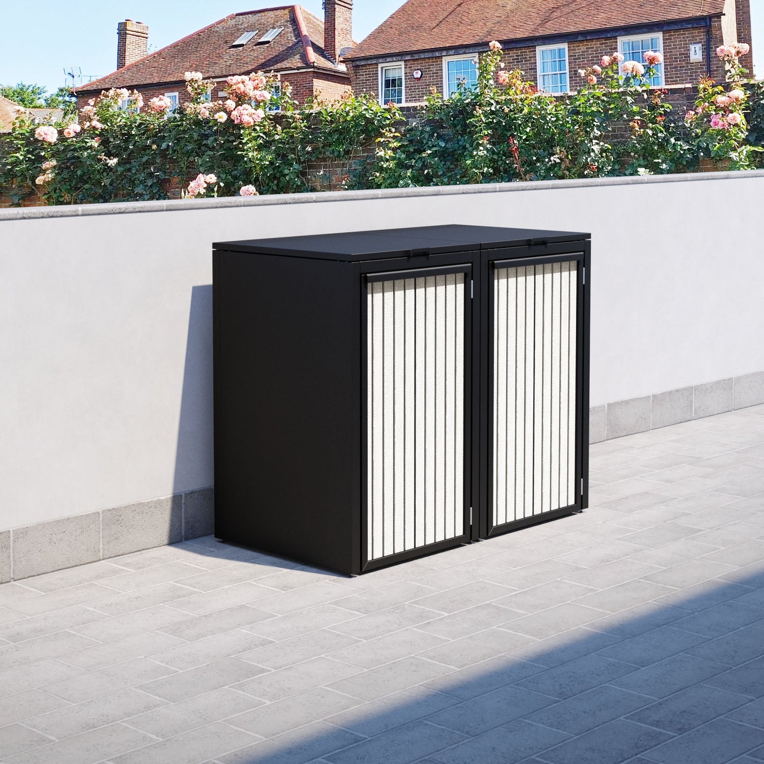 Black 2 Bin Store with Virtis Door Slat