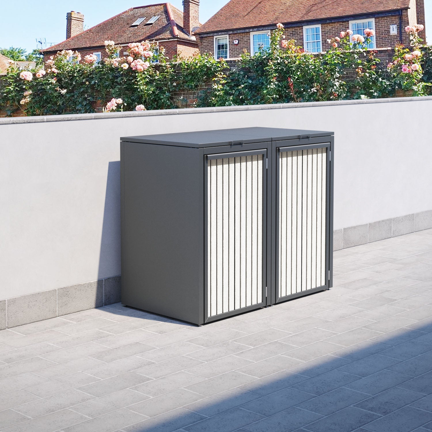 Grey 2 Bin Store with Virtis Door Slat