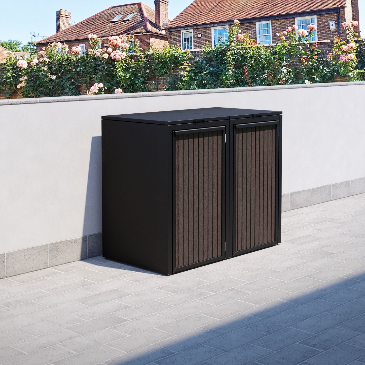 Black 2 Bin Store with Virtis Door Slat