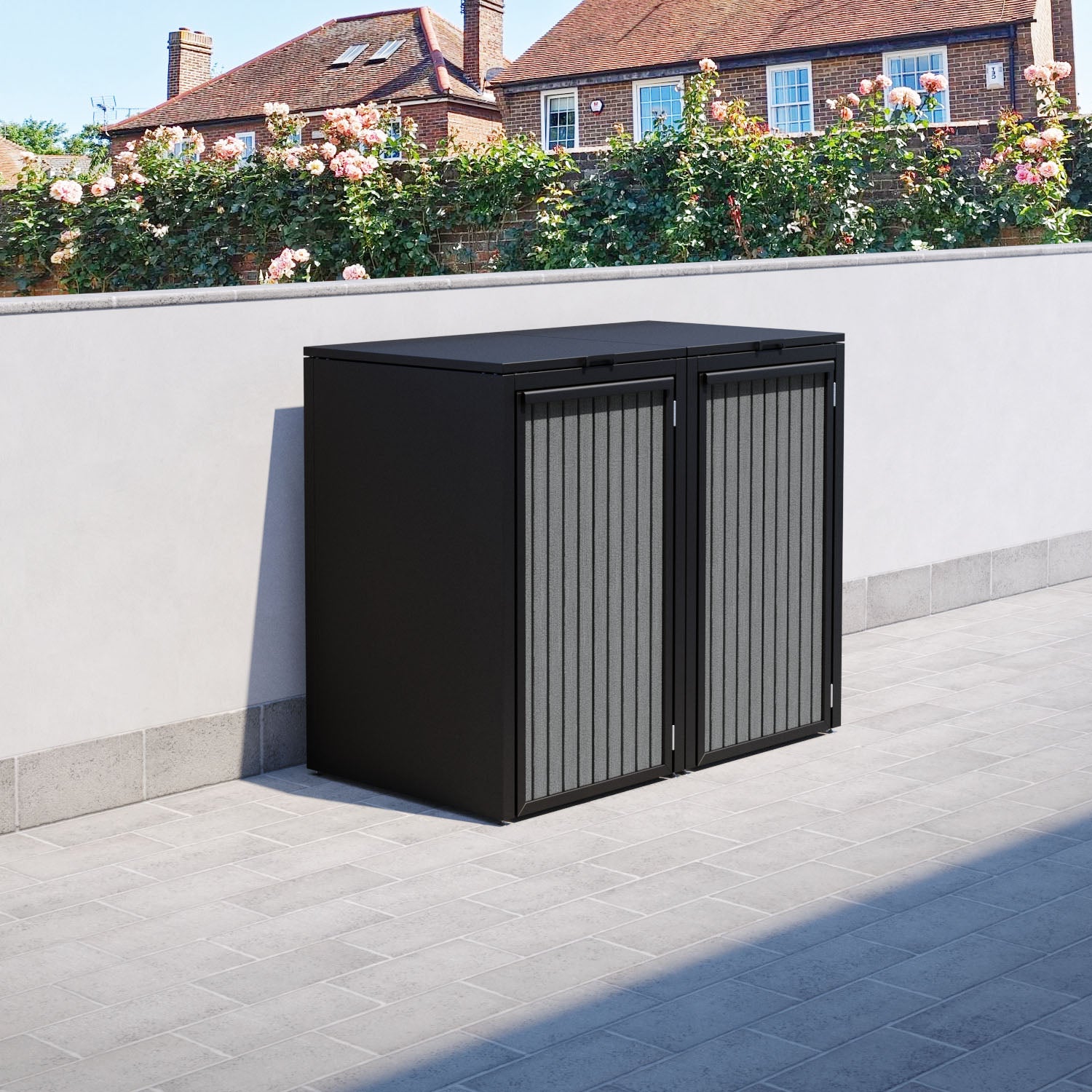 Black 2 Bin Store with Virtis Door Slat