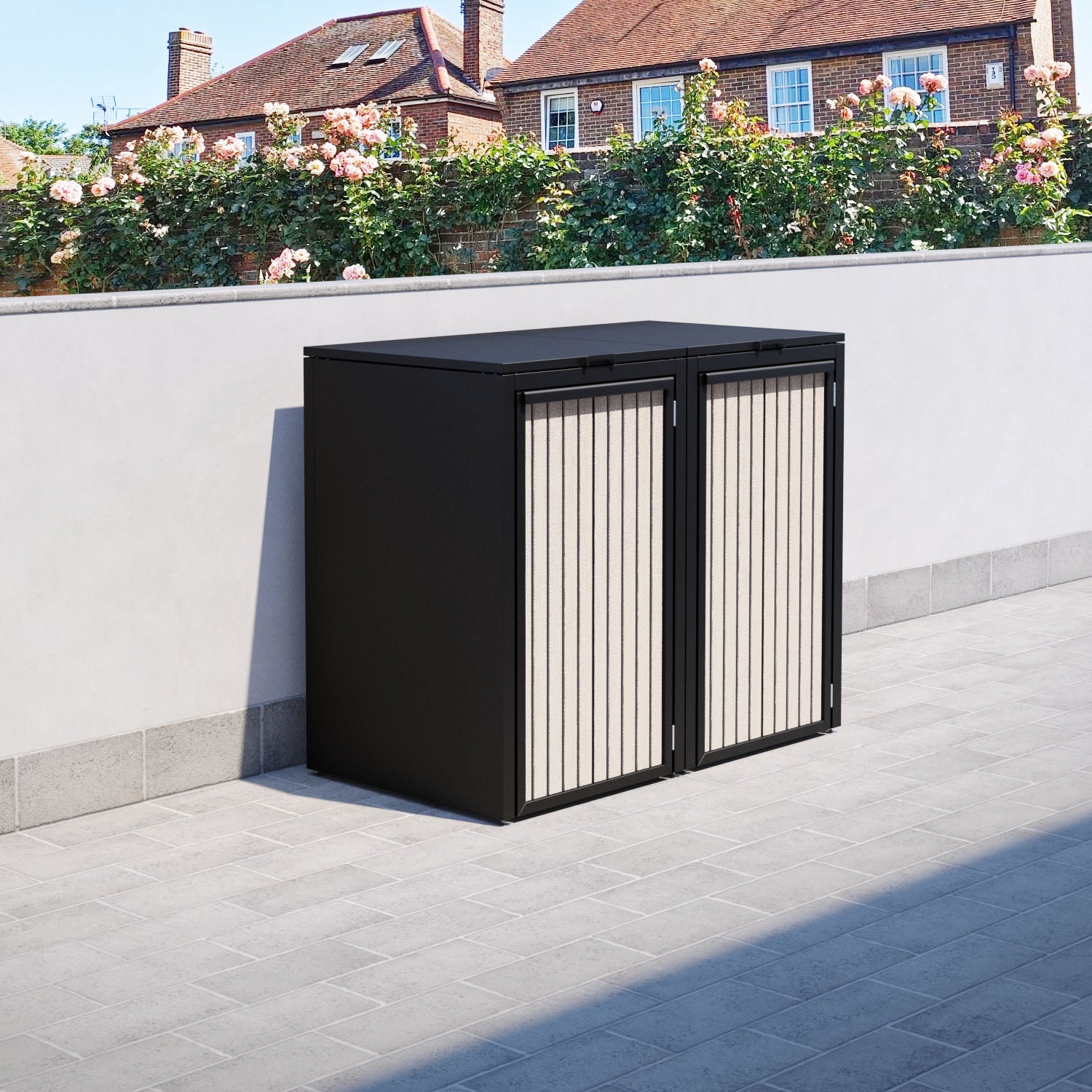 Black 2 Bin Store with Virtis Door Slat