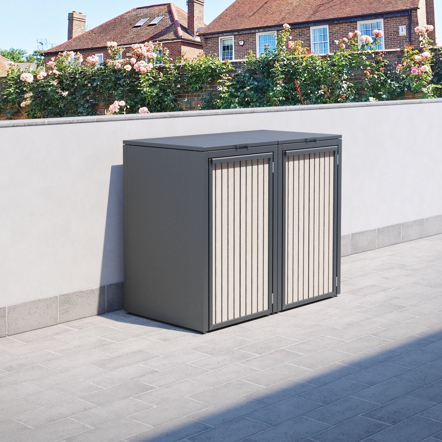 Grey 2 Bin Store with Virtis Door Slat