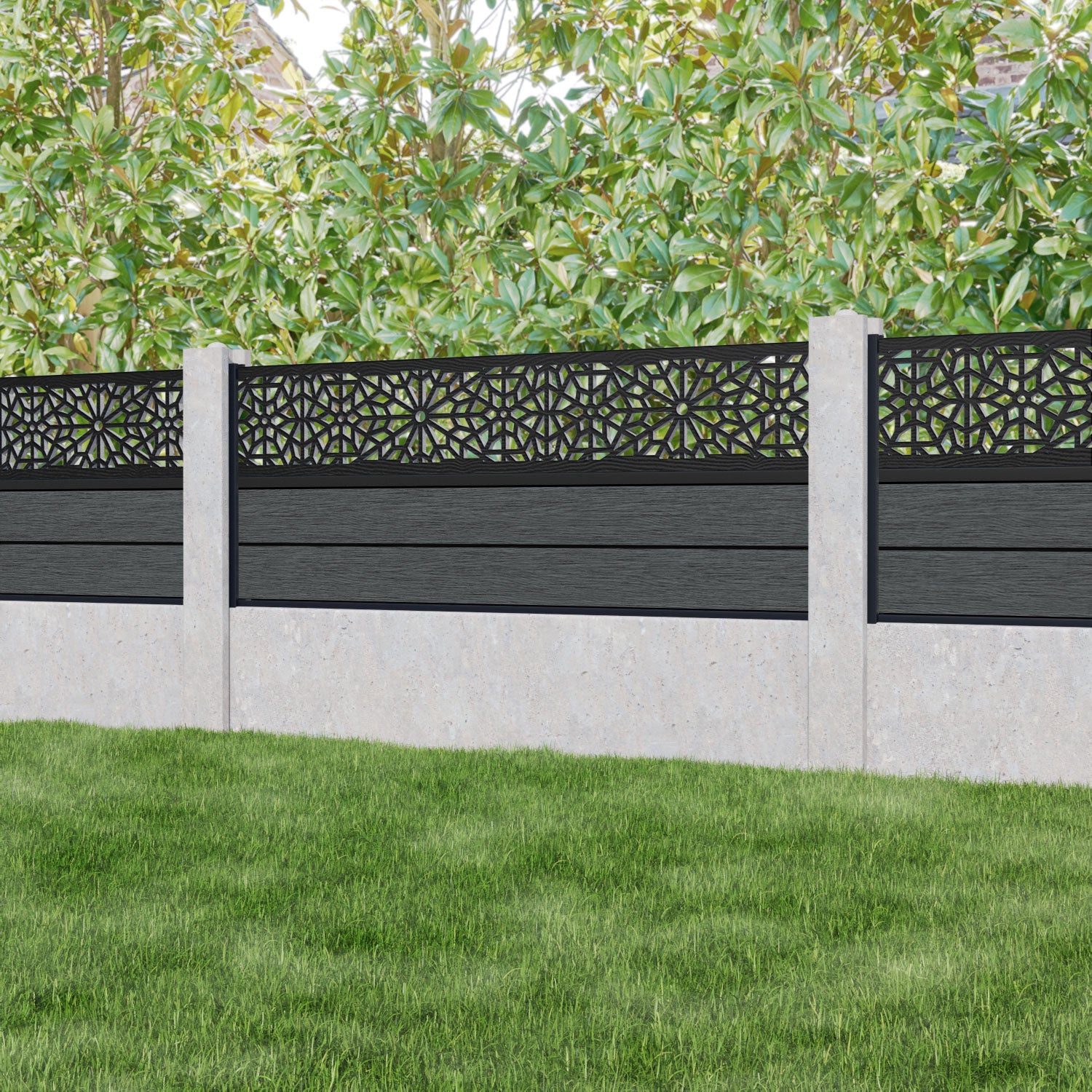 Fusion Alnara Fence Panel - Dark Grey - for existing concrete posts