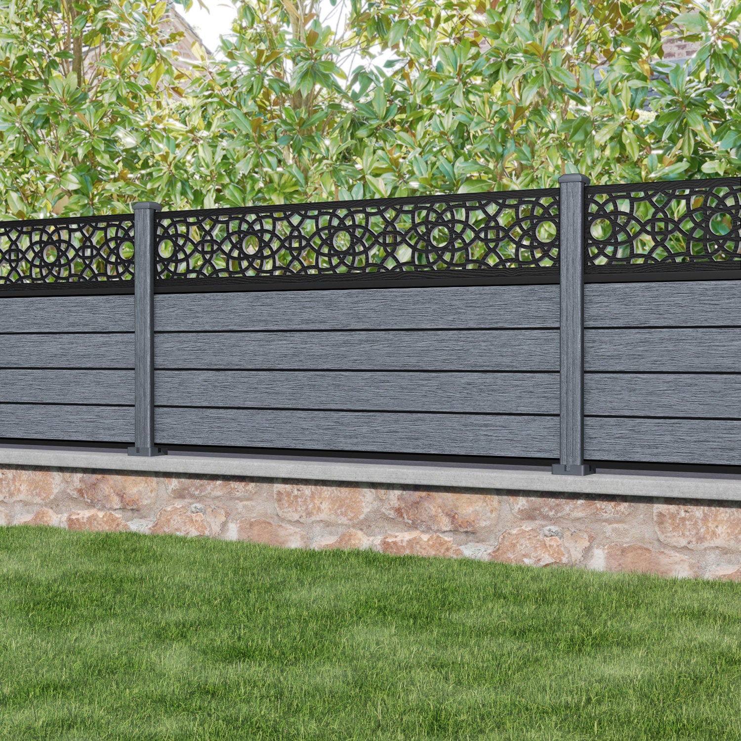 Fusion Ambar Fence Panel - Anthracite - with our composite posts