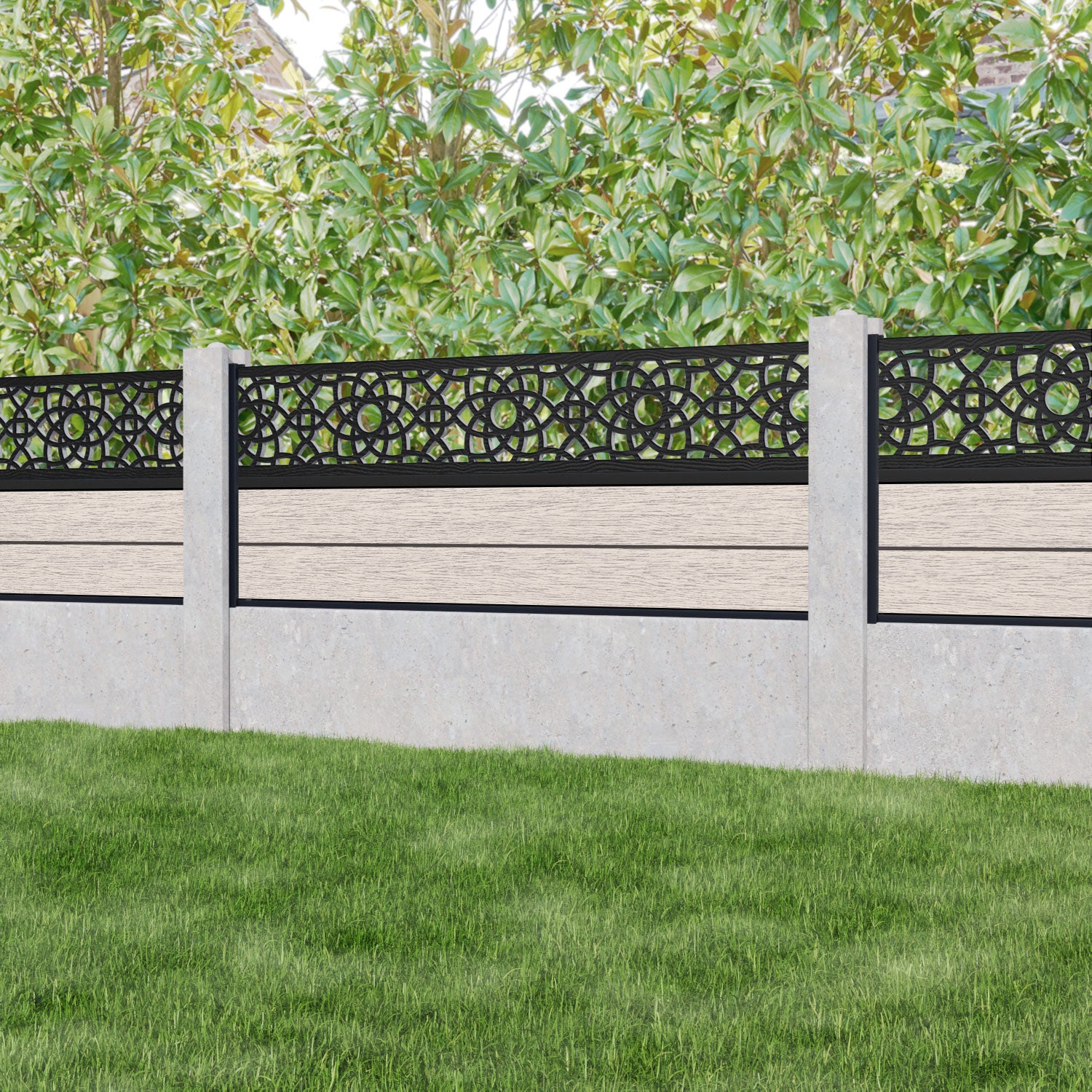 Fusion Ambar Fence Panel - Mid Stone - for existing concrete posts